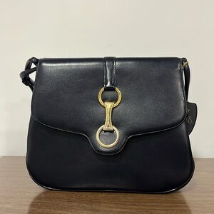 LEWIS vintage navy blue leather hand bag, good condition.